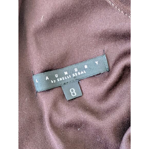 Vintage 90s Laundry by Shelli Segal Brown Ruched Cold Shoulder Midi - 8 - Picture 8 of 10